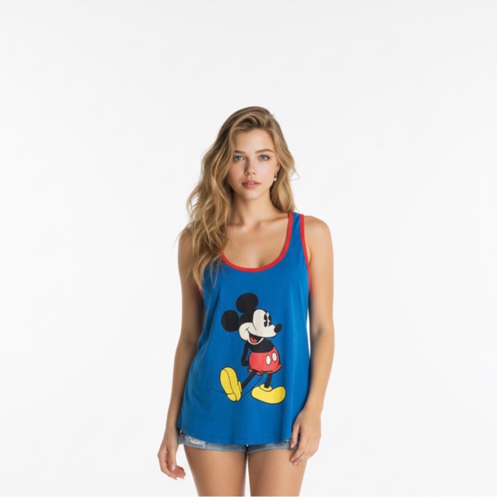 Disney Women's Blue and Red Mickey Mouse Tank Top